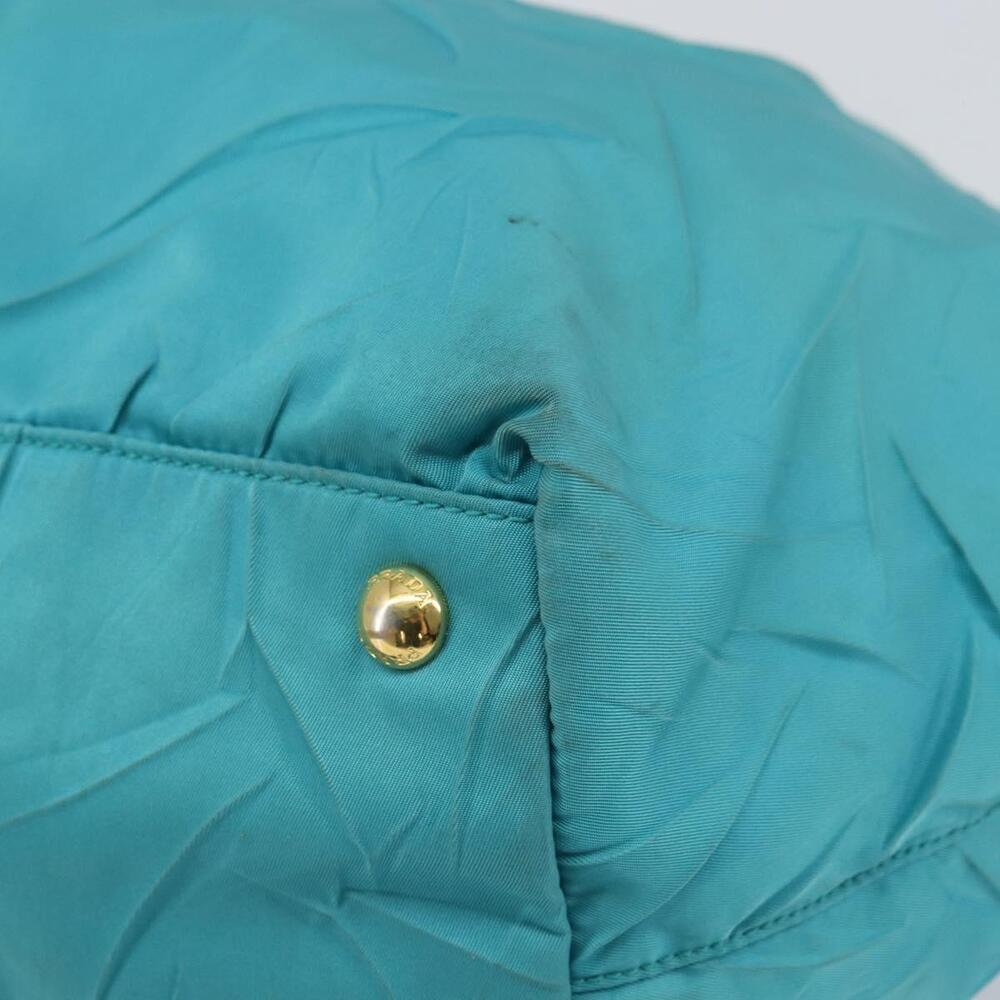 PRADA Hand Bag Nylon Light Blue Gold Auth ka1374 - Picture 9 of 16